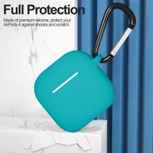 Silicone Protective Earphone Case For AirPds 1,2,3,4 And AirPd Pro 1,2,3 Shockproof Protective Cover With Keychain - Teal Blue - View 3