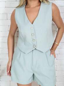 Demonique Vest Shorts Set - Màu xanh Bạc hà - Xem 3