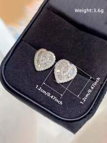 1 Pair Romantic Cubic Zirconia Stud Earrings For Women For Wedding Engagement Anniversary Party Jewelry Valentine's Day Gift