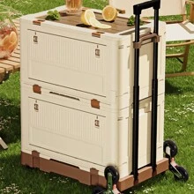 Outdoor Camping Storage Box, Collapsible Large Capacity Organizer Box For Picnic, Hiking, Car Trunk Storage - Cream - View 12