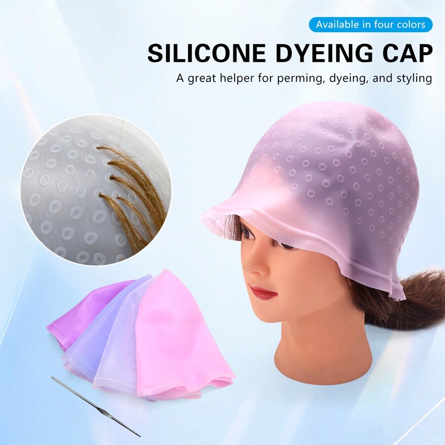 Hair Coloring Highlighting Cap Reusable Silicone Highlight Cap Pull Through Caps For Hair Dying