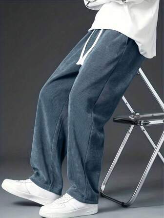 Pantalon décontracté en velours côtelé droit à la mode pour hommes