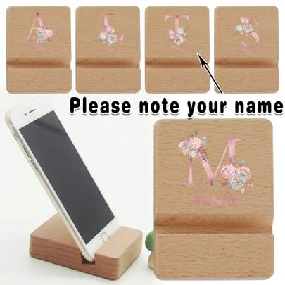 Soporte de madera personalizado con nombre para teléfono, diseño compacto y portátil, sujetador de móvil, organizador de escritorio ideal para el hogar y la oficina, elegante estación de acoplamiento para teléfono, madera resistente perfecto para la decoración de cualquier habitación