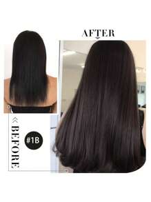 16 英寸 - 24 英寸 100% 真人发片接发，女士适用，20 片/包，直发无缝皮肤纬纱雷米真人发片接发，自然黑 1B#，怪异哥特式风格直发黑色接发，万圣节服装角色扮演派对使用 - SNatural - 查看 10