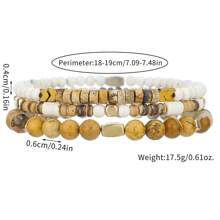 3 件复古休闲风格珠子和绿松石串珠手链套装，适合男士日常佩戴或与朋友一起出去玩 - 串珠手鍊3件套 - 查看 2