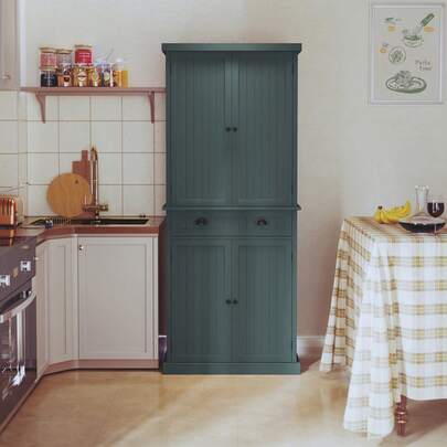 72 Inches Kitchen Pantry Storage Cabinet, Tall Pantry Cabinets With Drawer And Adjustable Shelves, Kitchen Pantry For Bathroom, Livingroom, Dining Room