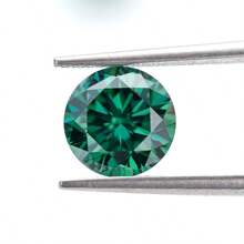 1pc Genuine Green Round Moissanite Loose Stone, VVS Clarity, Hearts & Arrows Cut, Wholesale For DIY Jewelry - Green - View 5