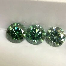 1pc Genuine Green Round Moissanite Loose Stone, VVS Clarity, Hearts & Arrows Cut, Wholesale For DIY Jewelry - Green - View 6