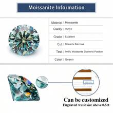 1pc Genuine Green Round Moissanite Loose Stone, VVS Clarity, Hearts & Arrows Cut, Wholesale For DIY Jewelry - Green - View 3