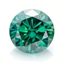 1pc Genuine Green Round Moissanite Loose Stone, VVS Clarity, Hearts & Arrows Cut, Wholesale For DIY Jewelry - Green - View 2