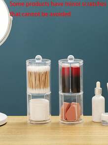 1-częściowy pojemnik na kosmetyki, przenośny pojemnik do przechowywania płynów do demakijażu, organizer do przechowywania w łazience, odpowiedni do płynu do demakijażu, szminki, cieni do powiek, podkładu, kredki do brwi, wacika czyszczącego, okrągłej podkładki, nici dentystycznej, przezroczystego plastikowego słoika, pojemnik na kosmetyki, prezent na Dzień Matki, prezent dla mamy, artykuły szkolne, artykuły szkolne