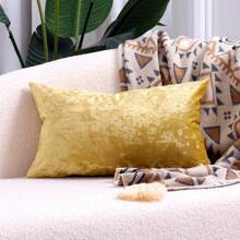 1pc Solid Color Cushion Cover Without Filler, Gold Chemical Fiber Throw Pillow Case, For Sofa - Gold - View 14