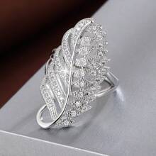 1 件优雅叶子设计合成方晶锆石女士戒指 - 彩色 - 查看 13