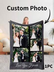 1PC Gifts For Girlfriend Boyfriend Custom Photo Blanket For Couples Gifts, Personalized Picture Blankets For Christmas Valentine's Day Couples Gifts Wife Husband Photos Blanket