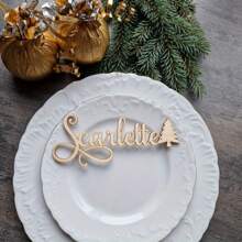 1 Thẻ tên quà tặng Giáng sinh bằng gỗ cá nhân hóa có thiết kế hình bông tuyết và cây thông, thích hợp làm quà tặng hoặc thiệp ghi tên, để treo tất và đồ trang trí ngày lễ, Giáng sinh - xyloid - Xem 10