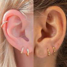 Juego de 10 pares de pendientes de acero inoxidable para múltiples perforaciones, ligeros, pequeños aros Huggie, pendientes de circonita cúbica para mujer, pendientes hipoalergénicos para el cartílago