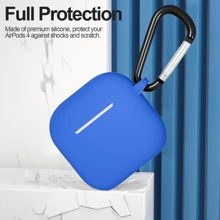 Silicone Protective Earphone Case For AirPds 1,2,3,4 And AirPd Pro 1,2,3 Shockproof Protective Cover With Keychain - Aqua - View 3