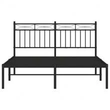 Sturdy Black Metal Bed Frame With Headboard 140x190cm No Mattress Included - Black - View 4