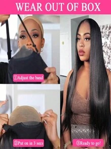 Ready To Wear And Go Wig 30 32 Inch Bone Straight 4x6 Glueless Human Hair Preplucked Baby Hair Transparent Lace Closure Wig For Women On Bling Hair - Natural Black - 查看 9