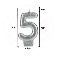 2 Number Birthday Candles Silver Glitter Shine - 50 años - Ver 3