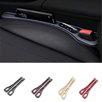 قطعتان من حافظة الفجوة بين المقاعد في السيارة، صندوق تخزين الفجوة بين المقاعد والكونسول، ديكور وإكسسوارات داخلية للسيارة. مصنوع من مادة EVA المتينة والخفيفة والتي لا تتشوه عند الثني. عند الاستخدام، أدخل الطرف المثقوب في إبزيم حزام المقعد واضغط عليه.