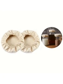 1/2/4/6/8/10pcs Sourdough Jar Cover, Reusable And Washable Fermentation Jar Lids,Elastic Wheat Straw Cloth Covers, For Sourdough, Kombucha, And Kefir - Fits 3-4 Inch Jar Openings, Ideal For Kitchen Organization And Storag