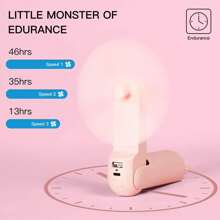 JISULIFE Portable Fan With 4500 MAh Power, Maximum Run Time 46 Hours, Rechargeable Fan, Battery Powered Or USB Powered Folding Mini Fan, 3 Speed, Enhanced Airflow, Pocket Quiet Fan, Travel/Summer/Music Festivals Gift For Men And Women - 粉色 - 查看 2