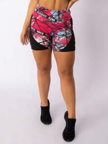 Colorful Fitness Shorts For Women Gym Running Exercises FD Modas - 粉色 - 查看 1