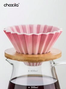 choxila 1个陶瓷锥形滴滤咖啡滤杯，渐变色咖啡滴滤器，带支架漏斗滤杯的手动滴滤咖啡壶，咖啡配件工具，返校文具 - 陶瓷濾杯 - 查看 8
