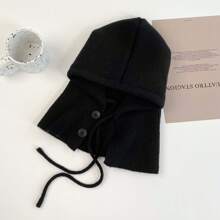 1pc Knitted Hat And Scarf Set, 2-In-1 Thick Neck Warmer Hooded Hat, Autumn/Winter Warm Ear Protection - A - View 13