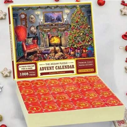 Puzzle-Adventskalender 2024 - Weihnachts-Adventskalender 2024, Adventskalender-Puzzle 1008 pezzi, 24-Tage-Weihnachts-Countdown-Adventskalender 2024, W