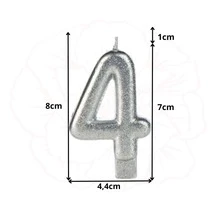 2 Number Birthday Candles Silver Glitter Shine - 40 años - Ver 3