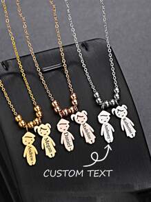 Customized Name Necklace Pendant, Stainless Steel Kids Jewelry, Family Birthday Gift - Multicolor - View 1