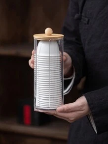 1 pièce/2 pièces, Boîte de rangement en bois transparent pour tasse à thé, tasse à café, coussin à café, tube de rangement pour service à thé, boîte de rangement multifonctionnelle pour bureau, retour à l'école