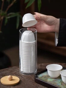 1 pièce/2 pièces, Boîte de rangement en bois transparent pour tasse à thé, tasse à café, coussin à café, tube de rangement pour service à thé, boîte de rangement multifonctionnelle pour bureau, retour à l'école