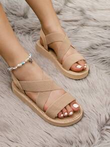 Newfor2024Women Double Strap Ankle Strap Espadrille Platform Wedge Sandals