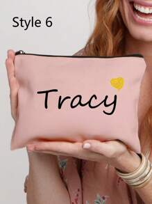 1个心形图案个性化化妆包，可机洗，女士便携式洗漱包，拉链旅行收纳盒，轻便可折叠化妆包，适合日常使用、生日、节日、返校、夏季、海滩、旅行、通勤、学生、野餐、露营、日常收纳