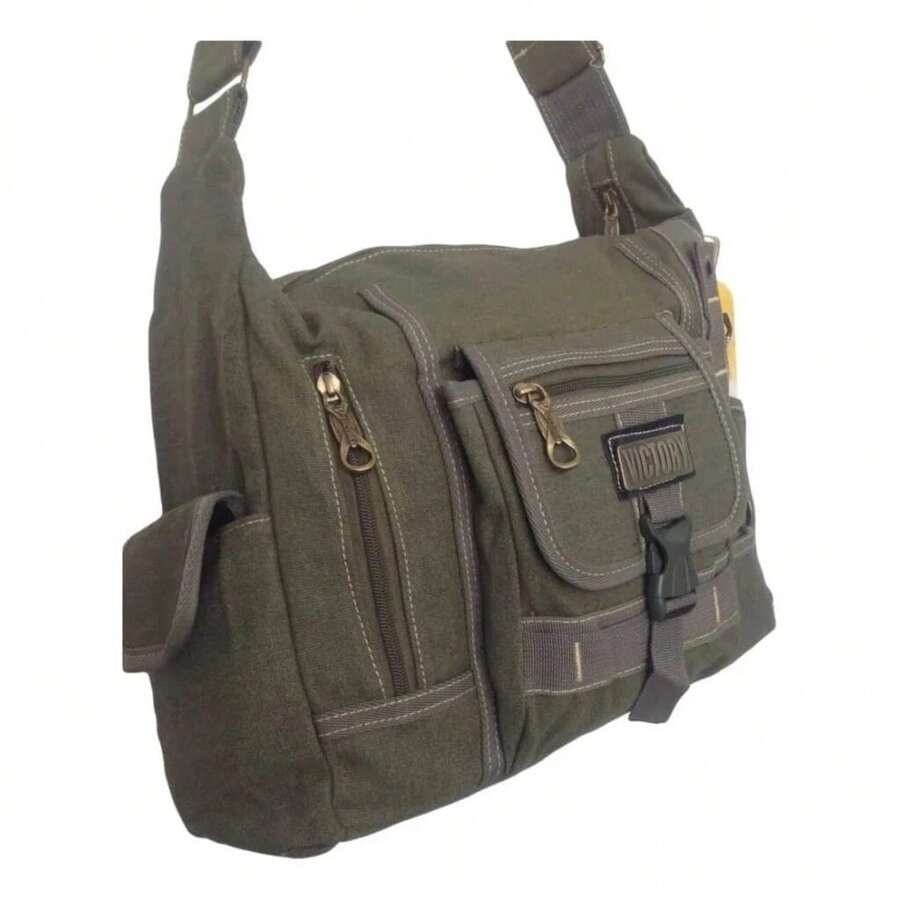 Reinforced Canvas Briefcase/Messenger Bag 1018 - Green - View 1