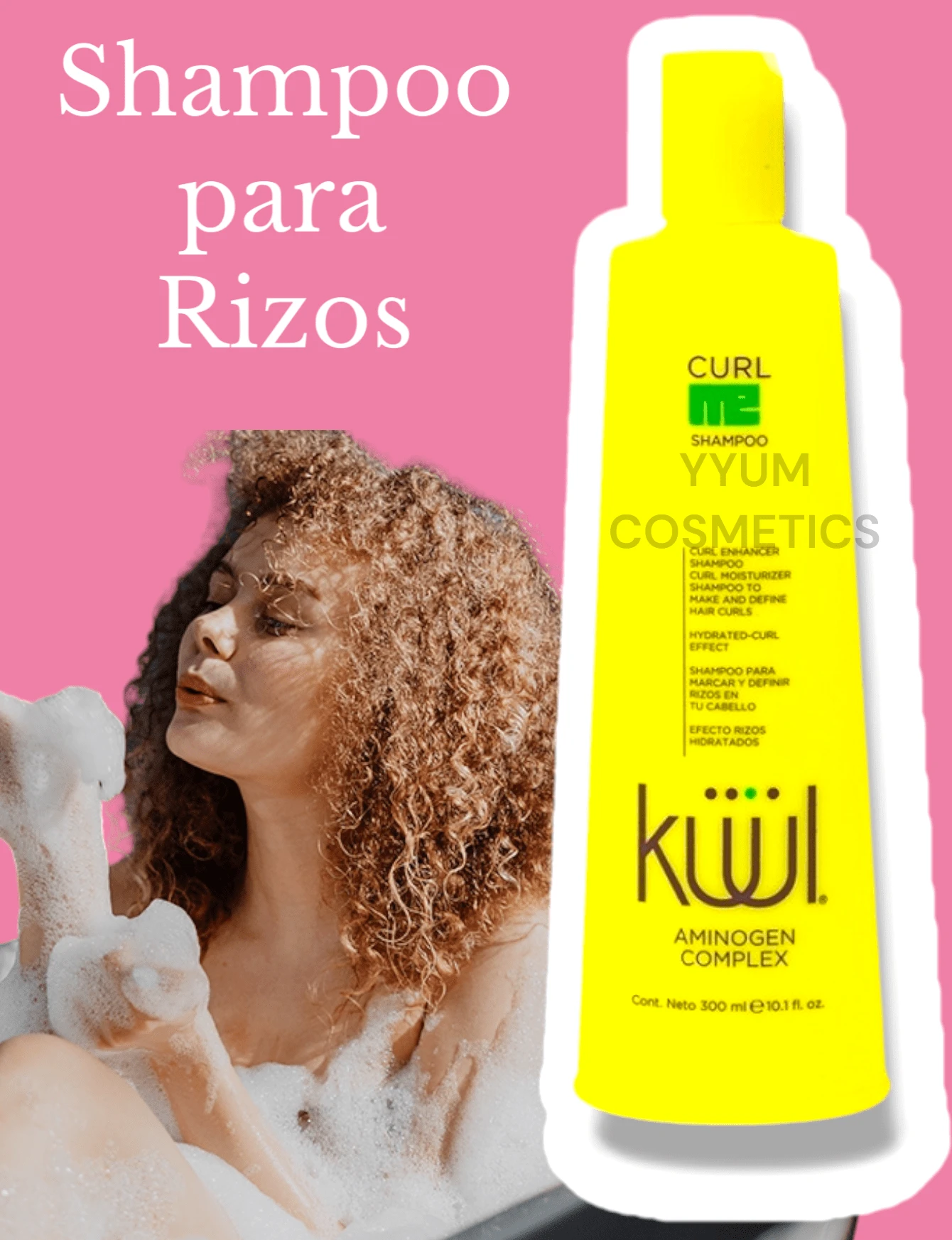 KÜÜL - Curl Me Shampoo para Cabello Rizado 300 ml, para Marcar y Definir Rizos, con AminoGen Complex, Efecto Rizos Hidratados, Nutre y Limpia la Estructura del Cabello, Cabello Sedoso y Brillante