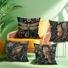 4件套动物植物插画印花靠垫套 单面 45*45cm - 彩色 - 查看 9