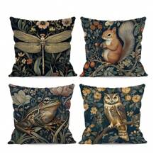 4件套动物植物插画印花靠垫套 单面 45*45cm - 彩色 - 查看 1