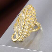 1 件优雅叶子设计合成方晶锆石女士戒指 - 彩色 - 查看 15