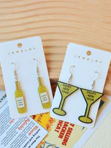 1 Pair Acrylic Sparkling Pink New Year Christmas Themed Bling Earrings, Amusing Party Festival Holiday Atmosphere Earrings For Women
