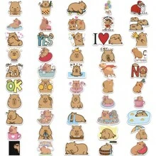 100 张/包卡通水豚涂鸦贴纸，适用于吉他、笔记本、行李箱装饰 - 預設 - 查看 3