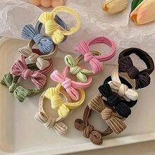 5 Dây buộc tóc nơ dễ thương - Độ đàn hồi cao, Dây buộc tóc đuôi ngựa nhiều màu sắc cho phụ nữ và trẻ em gái - Nhiều màu - Xem 1
