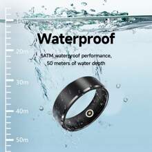 SIMSONLAB 升级版智能戒指，适用于男士和女士智能戒指，运动记录功能，计步器，卡路里监测，具有 24 种运动模式的健身追踪器，时尚智能戒指兼容 IOS/和 Android - 黑色 - 查看 6