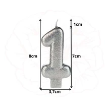 2 Number Birthday Candles Silver Glitter Shine - 19/91 años - Ver 3