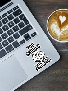 1 件，有趣的 3 英寸可移除户外防水乙烯基创意礼物互联网流行语贴纸“你应该被吞噬”有趣的指点贴纸黑色幽默贴花讽刺引语贴纸互联网模因贴花尖锐幽默贴纸指点手指贴花 - 彩色 - 查看 3