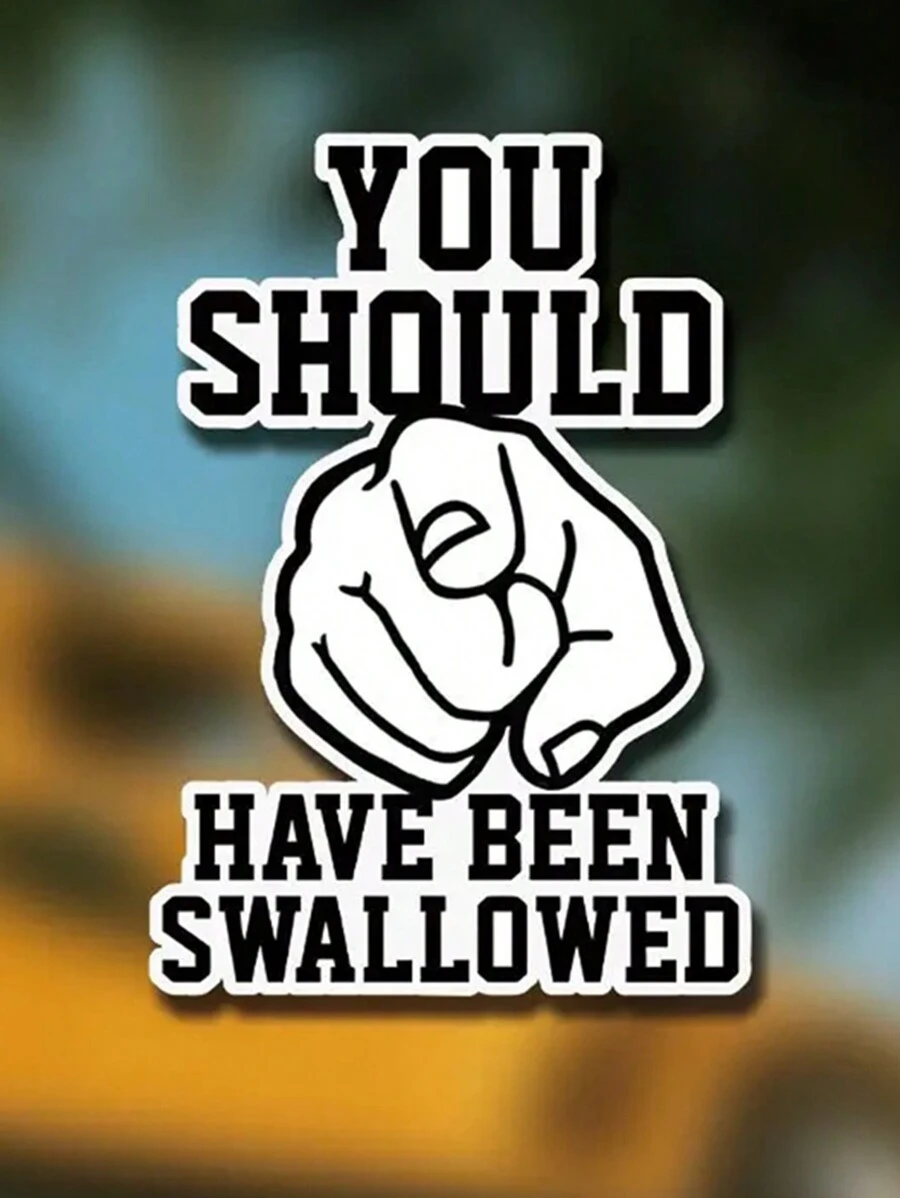 1 件，有趣的 3 英寸可移除户外防水乙烯基创意礼物互联网流行语贴纸“你应该被吞噬”有趣的指点贴纸黑色幽默贴花讽刺引语贴纸互联网模因贴花尖锐幽默贴纸指点手指贴花 - 彩色 - 查看 1