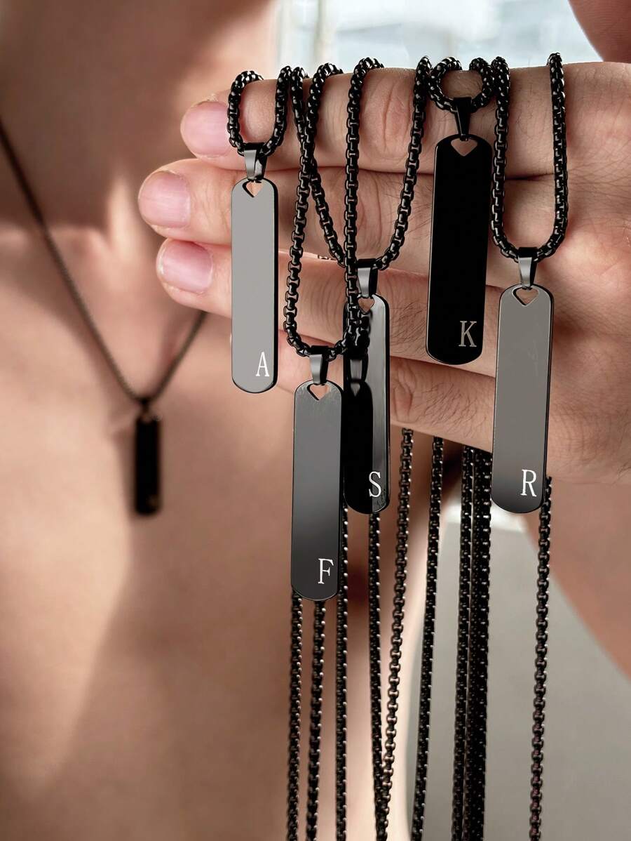 26 件不锈钢字母吊坠项链，时尚简约个性嘻哈百搭欧美街头风格男士 - 項鍊 - 查看 1